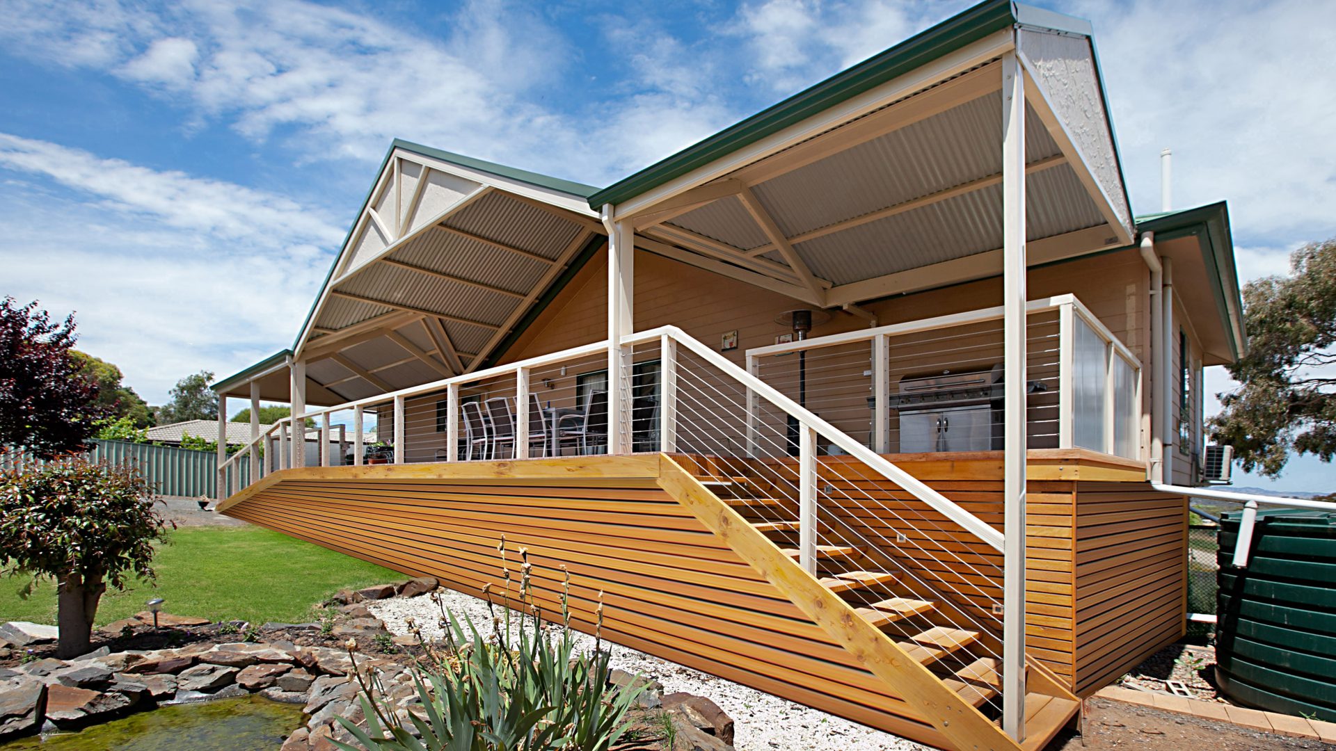 Custom Intersecting Gable Verandah built by Creative Outdoors in Greenock