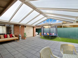 Gable Pergola with Flat Polycarbonate roofing built by Creative Outdoors in Salisbury Heights